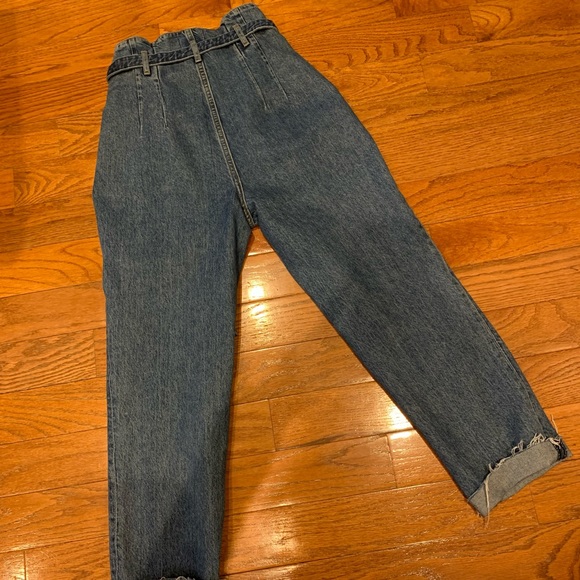 High rise Paper bag Abercrombie & Fitch pleated Jean Trouser 2/26 - Picture 7 of 9